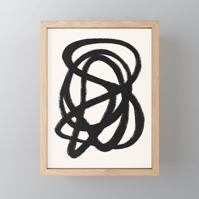 Abstract Black and White Organic Shape Elegant Monochrome Pattern Mini Art Print Gallery Image 1