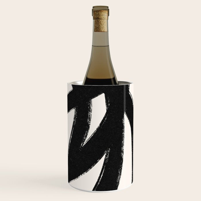 Abstract Black and White Organic Shape Elegant Monochrome Pattern Wine Chiller Gallery Image 3