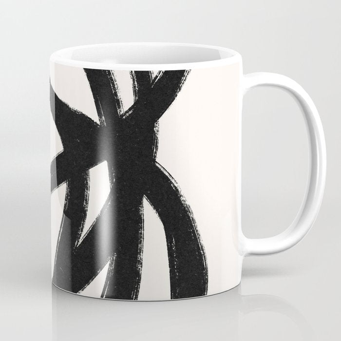 Abstract Black and White Organic Shape Elegant Monochrome Pattern Coffee Mug Gallery Image 1