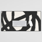 Abstract Black and White Organic Shape Elegant Monochrome Pattern Desk Mat Gallery Image 1