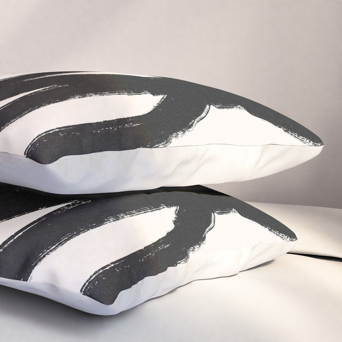 Abstract Black and White Organic Shape Elegant Monochrome Pattern Pillow Sham Gallery Image 3