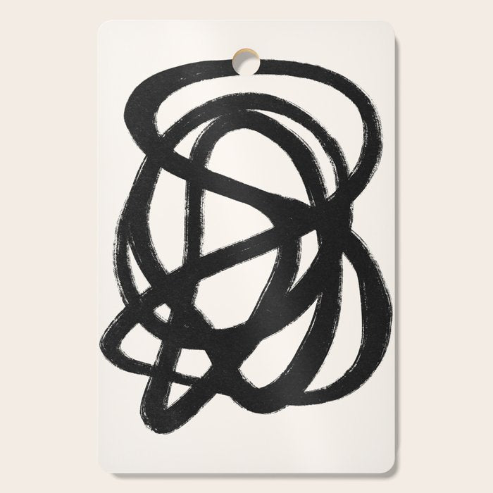 Abstract Black and White Organic Shape Elegant Monochrome Pattern Cutting Board Gallery Image 1