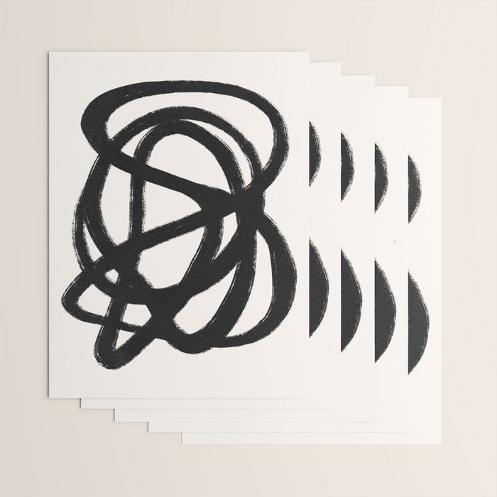 Abstract Black and White Organic Shape Elegant Monochrome Pattern Wrapping Paper Gallery Image 3