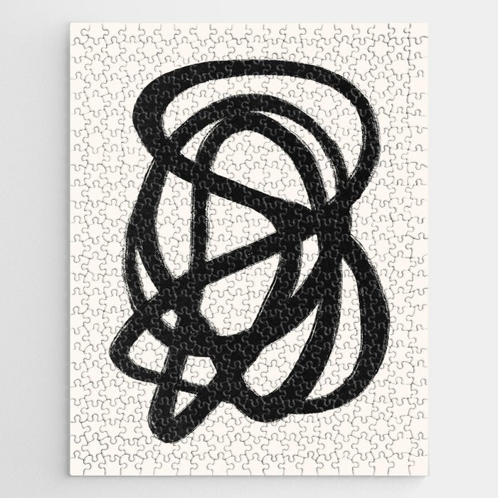 Abstract Black and White Organic Shape Elegant Monochrome Pattern Jigsaw Puzzle Gallery Image 1