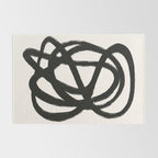 Abstract Black and White Organic Shape Elegant Monochrome Pattern Rug Gallery Image 2