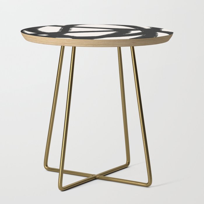 Abstract Black and White Organic Shape Elegant Monochrome Pattern Side Table Gallery Image 1