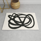 Abstract Black and White Organic Shape Elegant Monochrome Pattern Rug Gallery Image 1