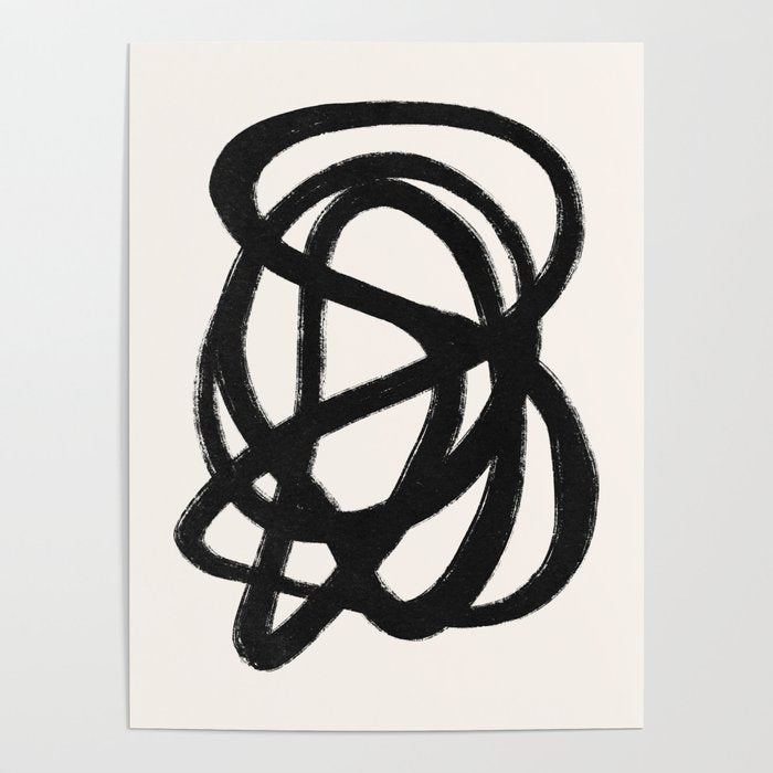 Abstract Black and White Organic Shape Elegant Monochrome Pattern Poster Gallery Image 4