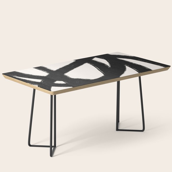 Abstract Black and White Organic Shape Elegant Monochrome Pattern Coffee Table Gallery Image 1