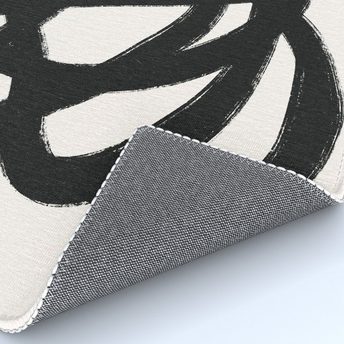 Abstract Black and White Organic Shape Elegant Monochrome Pattern Rug Gallery Image 4