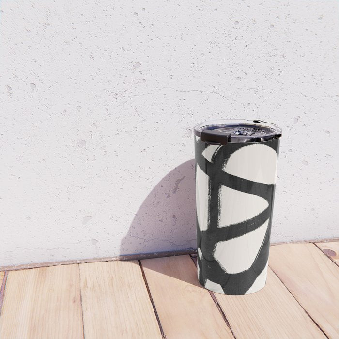 Abstract Black and White Organic Shape Elegant Monochrome Pattern Travel Mug Gallery Image 4