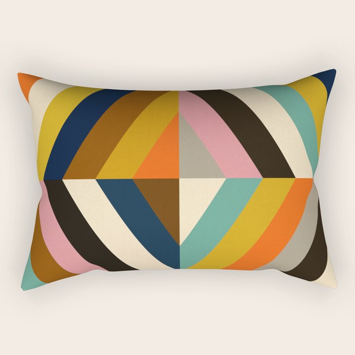 Mid Century Geometric Pattern Technicolor Diamond  Rectangular Pillow Gallery Image 1