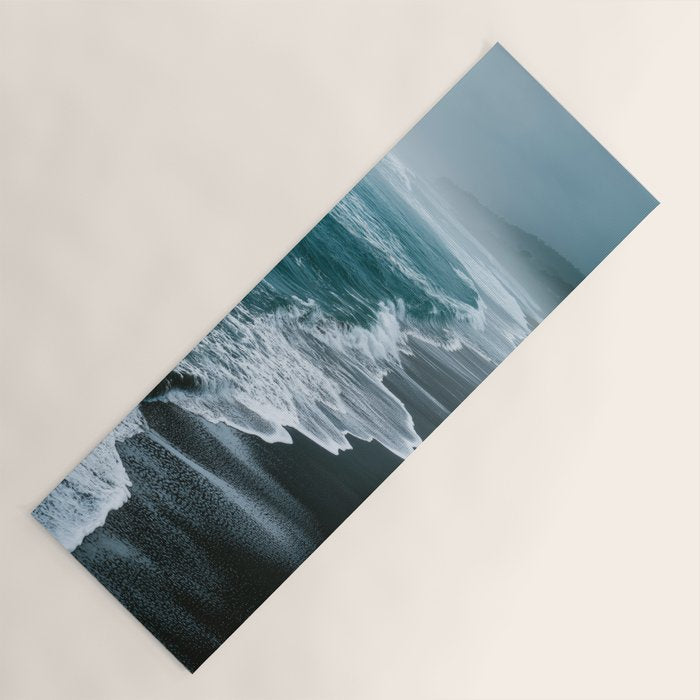 Misty Shoreline - Moody Ocean Photography Print Yoga Mat Gallery Image 1