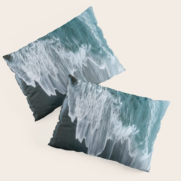 Misty Shoreline - Moody Ocean Photography Print Pillow Sham Gallery Image 1
