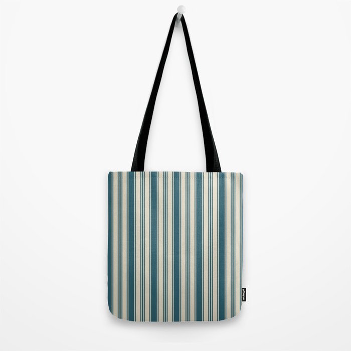 Vintage stripes wallpaper design dark teal pattern Tote Bag Gallery Image 2