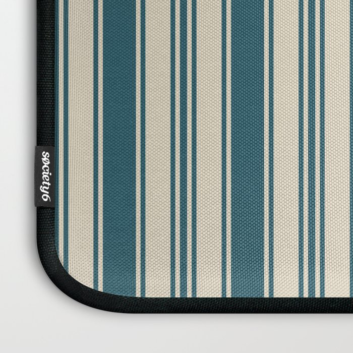 Vintage stripes wallpaper design dark teal pattern Laptop Sleeve Gallery Image 3