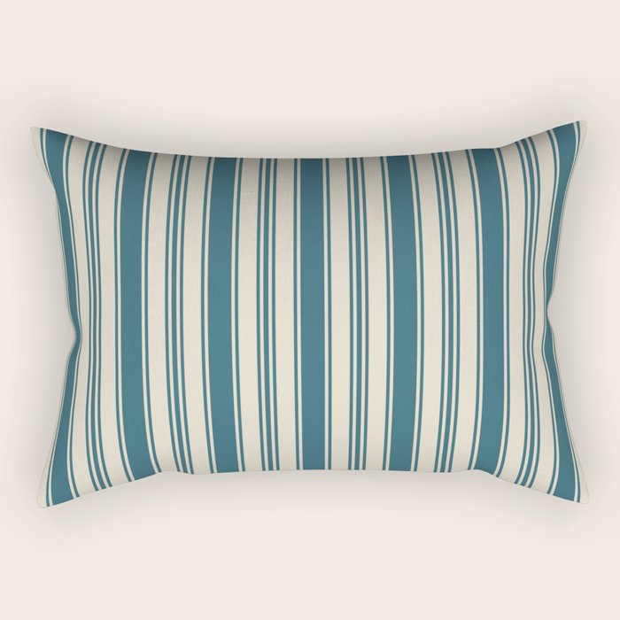 Vintage stripes wallpaper design dark teal pattern Rectangular Pillow Gallery Image 2