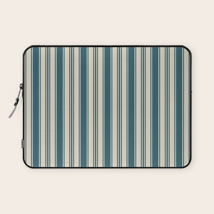 Vintage stripes wallpaper design dark teal pattern Laptop Sleeve Gallery Image 1
