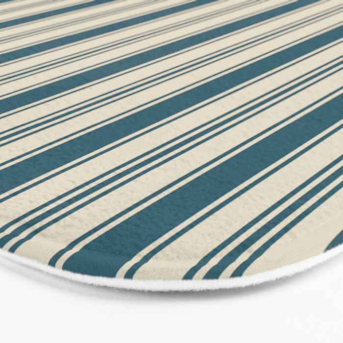 Vintage stripes wallpaper design dark teal pattern Bath Mat Gallery Image 3