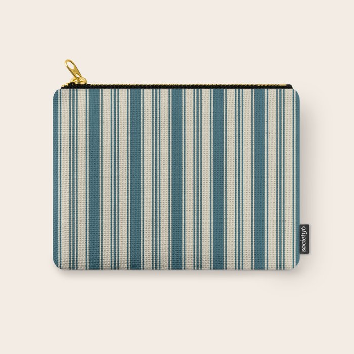 Vintage stripes wallpaper design dark teal pattern Carry All Pouch Gallery Image 1
