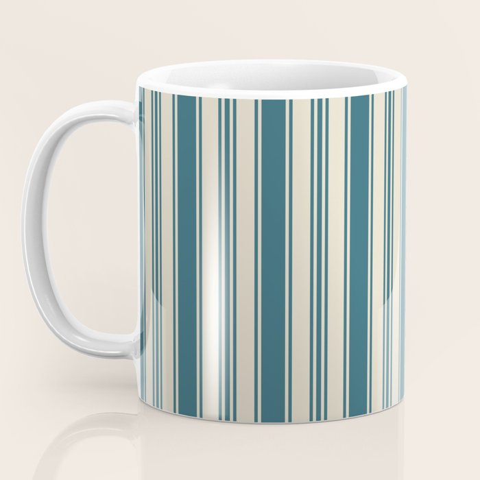 Vintage stripes wallpaper design dark teal pattern Coffee Mug Gallery Image 3