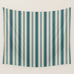 Vintage stripes wallpaper design dark teal pattern Wall Tapestry Gallery Image 4