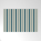 Vintage stripes wallpaper design dark teal pattern Welcome Mat Gallery Image 1
