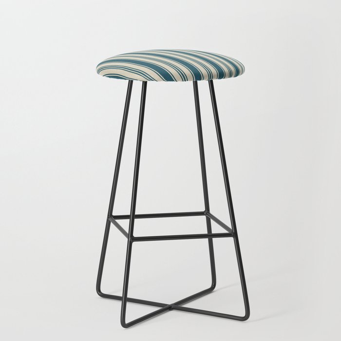 Vintage stripes wallpaper design dark teal pattern Stool Gallery Image 1
