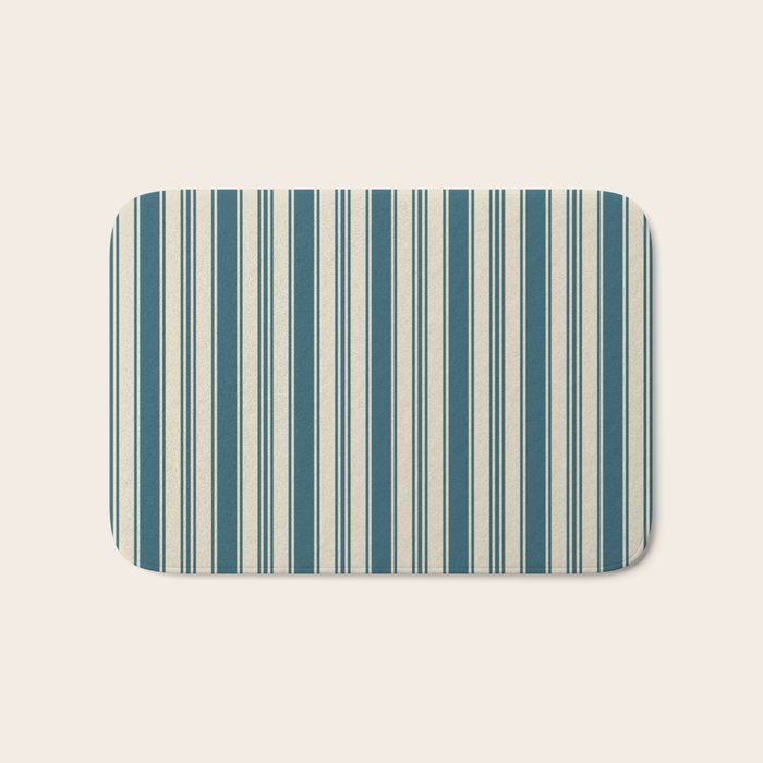 Vintage stripes wallpaper design dark teal pattern Bath Mat Gallery Image 1