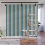 Vintage stripes wallpaper design dark teal pattern Wall Mural Gallery Image 1