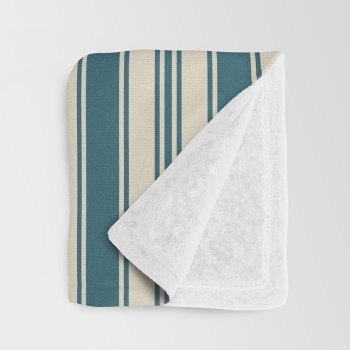 Vintage stripes wallpaper design dark teal pattern Throw Blanket Gallery Image 3