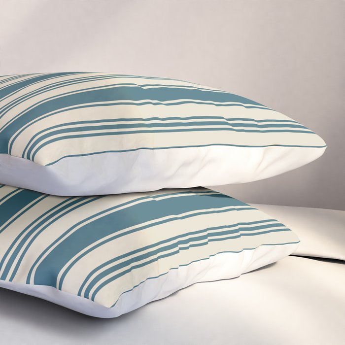 Vintage stripes wallpaper design dark teal pattern Pillow Sham Gallery Image 3