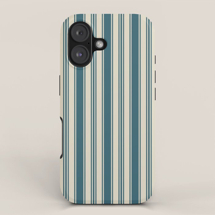 Vintage stripes wallpaper design dark teal pattern iPhone Case Gallery Image 1