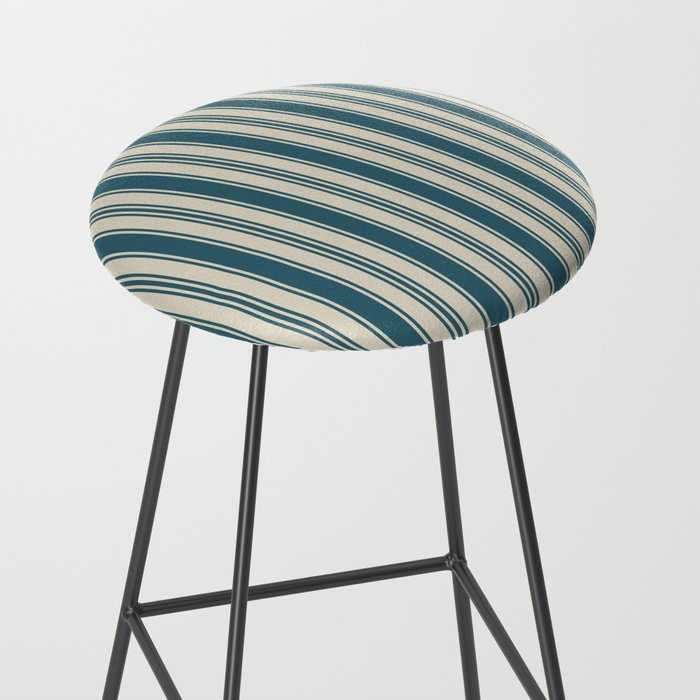 Vintage stripes wallpaper design dark teal pattern Stool Gallery Image 2