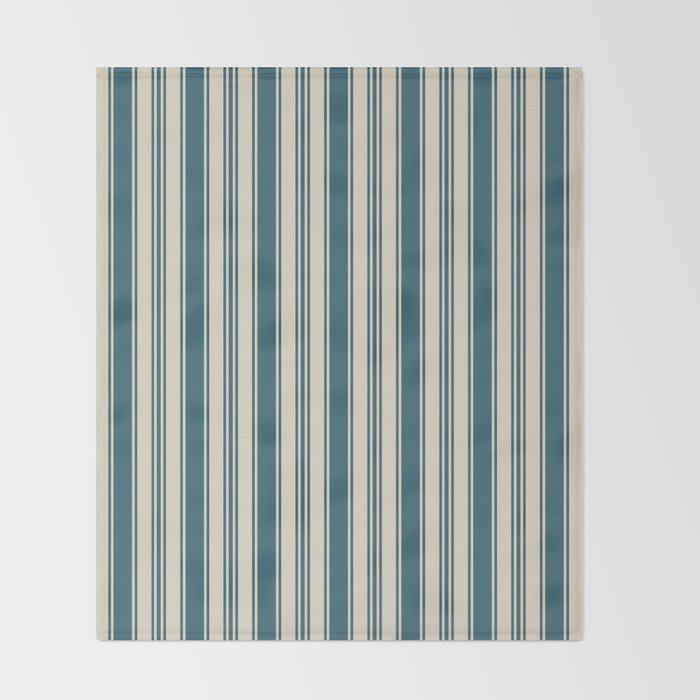 Vintage stripes wallpaper design dark teal pattern Throw Blanket Gallery Image 2