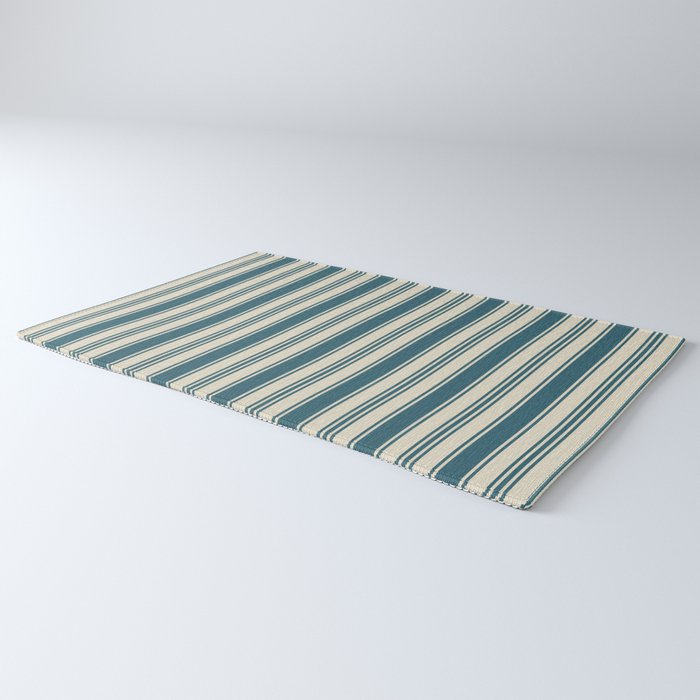 Vintage stripes wallpaper design dark teal pattern Rug Gallery Image 3