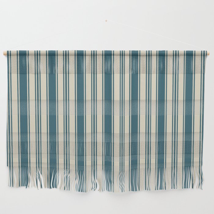 Vintage stripes wallpaper design dark teal pattern Wall Hanging Gallery Image 1