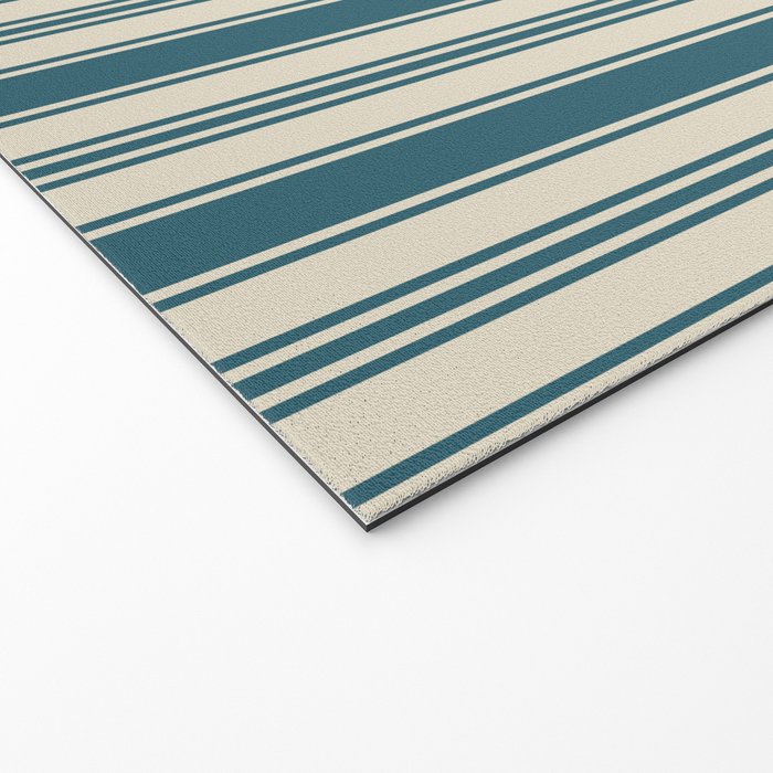 Vintage stripes wallpaper design dark teal pattern Welcome Mat Gallery Image 2