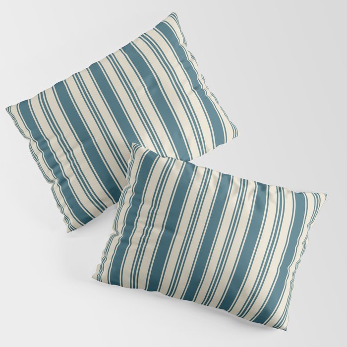 Vintage stripes wallpaper design dark teal pattern Pillow Sham Gallery Image 3