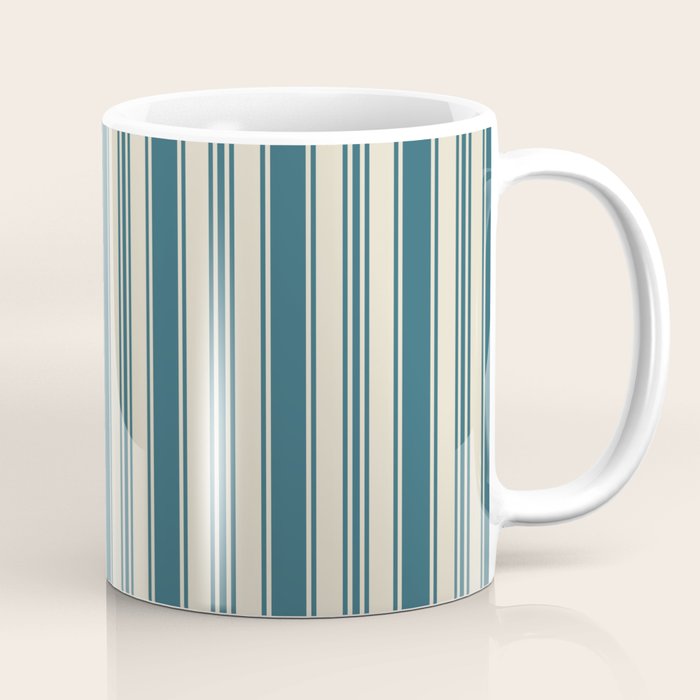 Vintage stripes wallpaper design dark teal pattern Coffee Mug Gallery Image 1