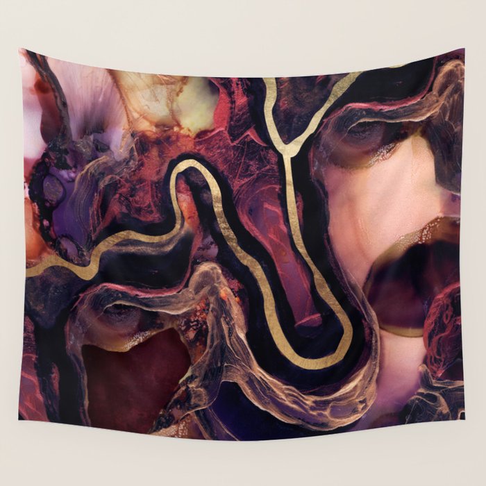 Golden River Abstract Wall Tapestry