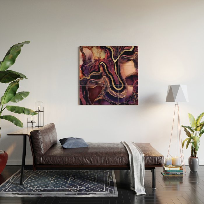 Golden River Abstract Wood Wall Art Gallery Image 2