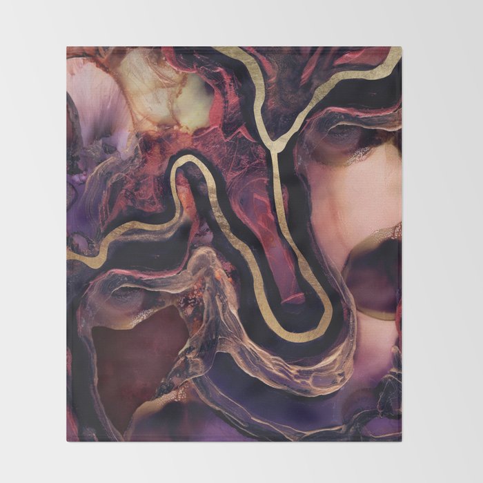 Golden River Abstract Throw Blanket Gallery Image 2
