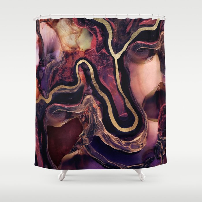 Golden River Abstract Shower Curtain Gallery Image 1