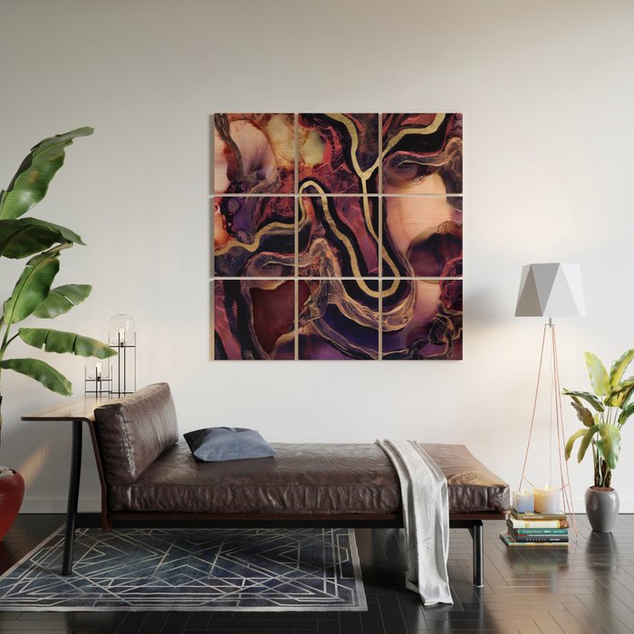 Golden River Abstract Wood Wall Art Gallery Image 2