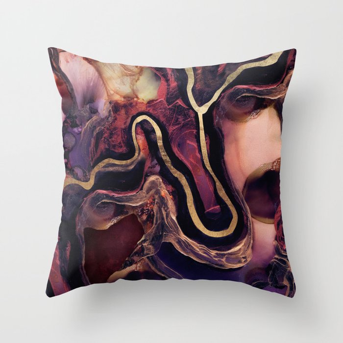 Golden River Abstract Throw Pillow Gallery Image 6