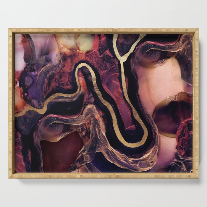 Golden River Abstract Serving Tray Gallery Image 1