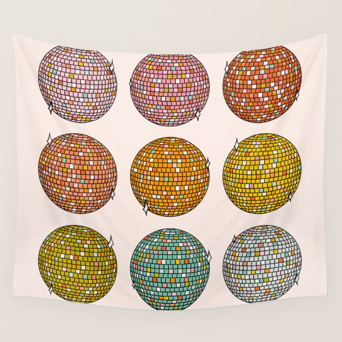 Rainbow Disco Balls Wall Tapestry Gallery Image 4