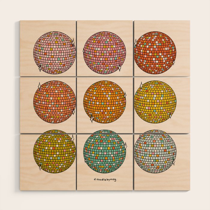 Rainbow Disco Balls Wood Wall Art Gallery Image 1