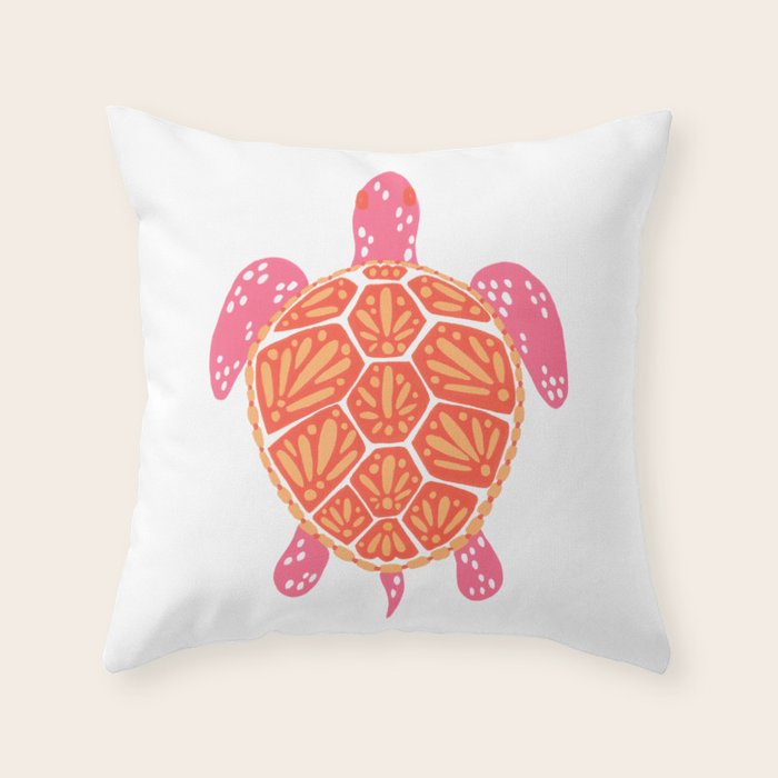 Sea Turtle - Melon Palette Throw Pillow Gallery Image 6
